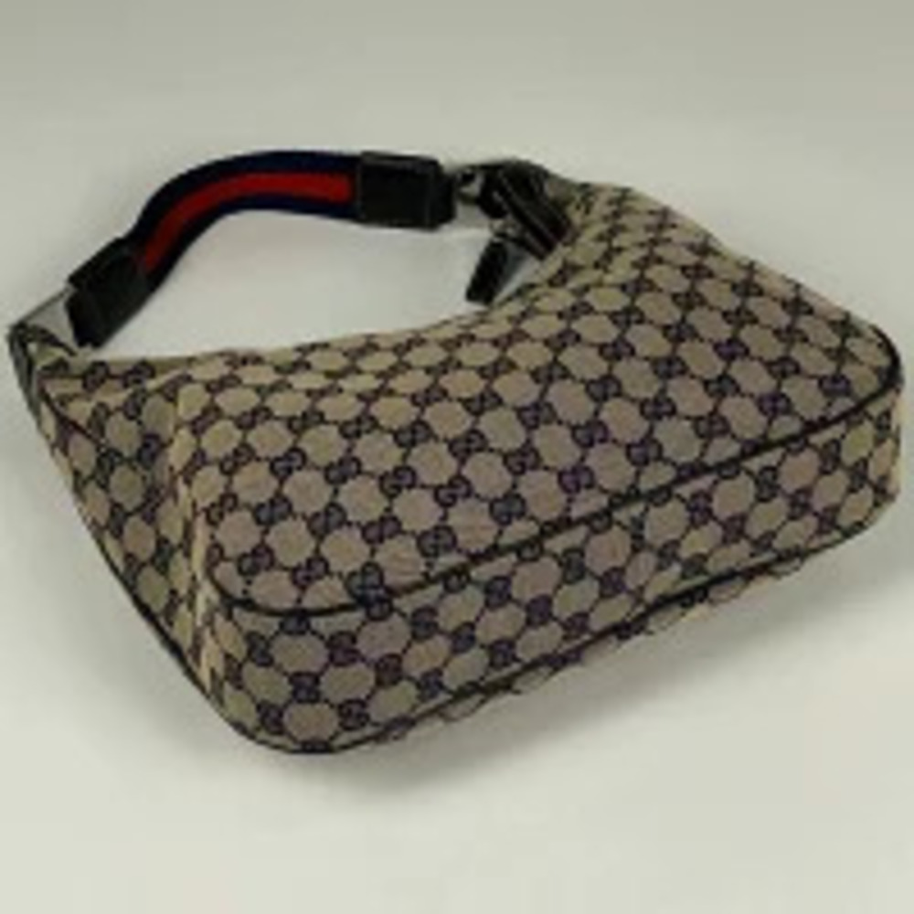 Gucci Hobo beige bag web Navy Sherry canvas Blue GG shoulder